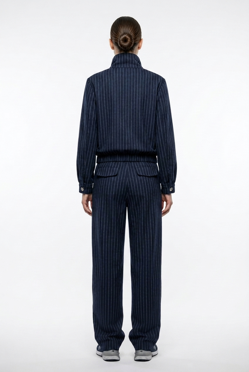 Pinstripe Denim Jacket & Trouser Set