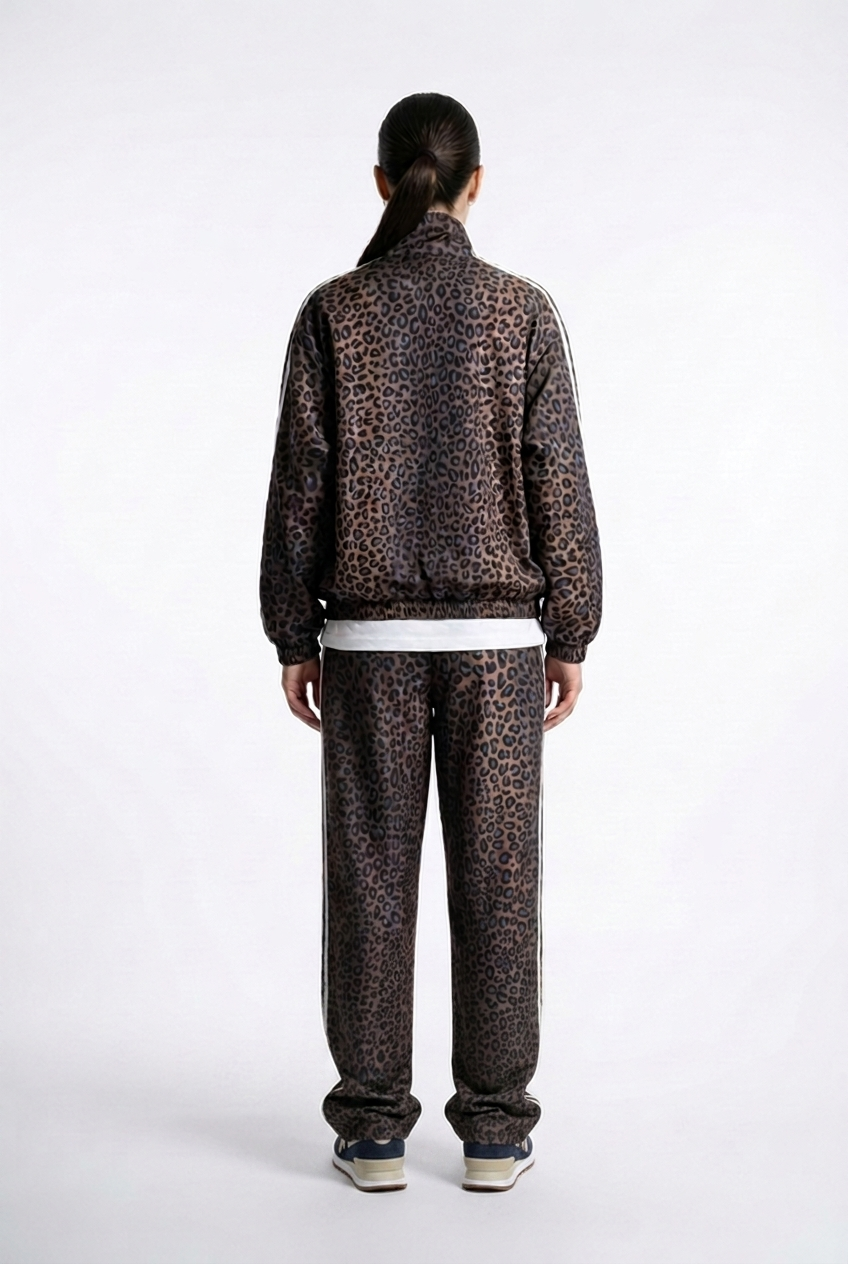 Leopard Print Triple-Stripe Track Set