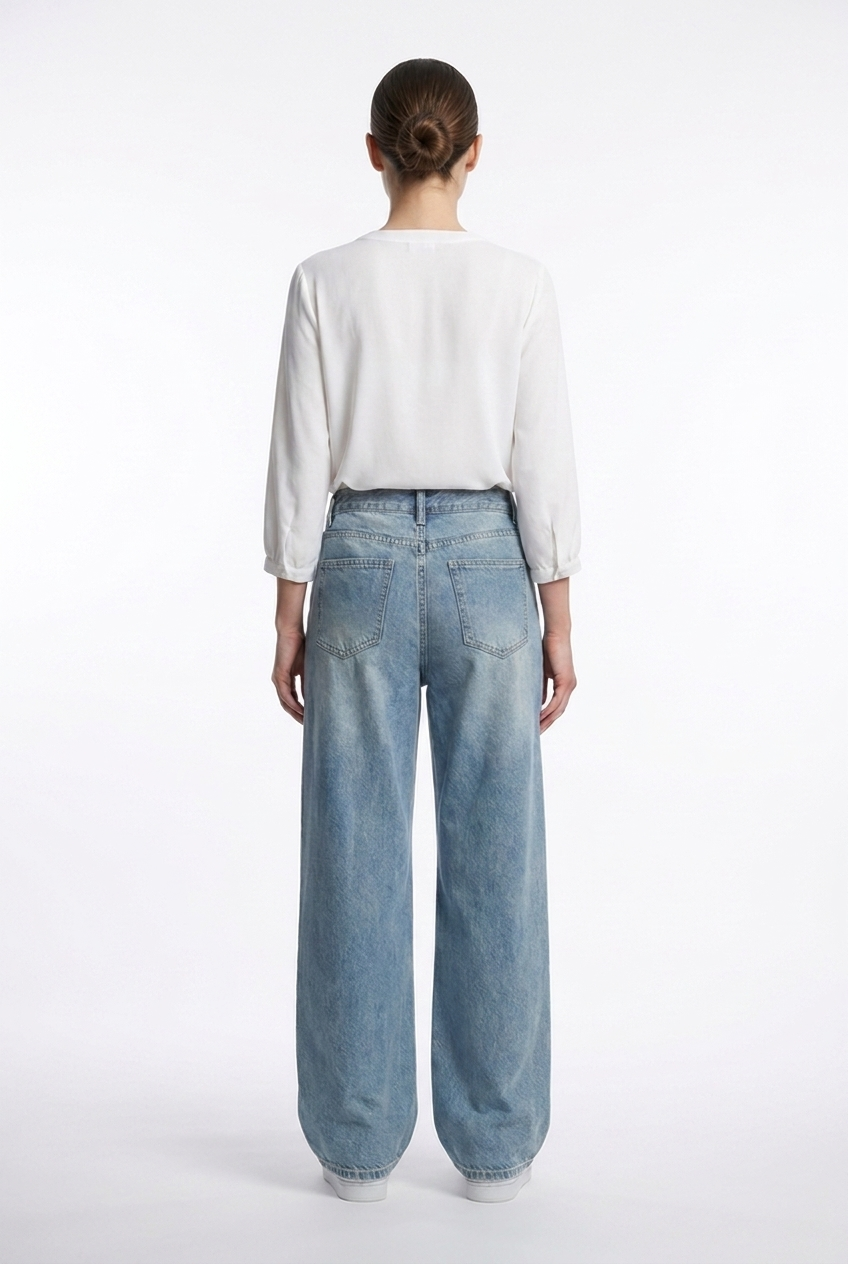 Layered Pocket Wide-Leg Jeans