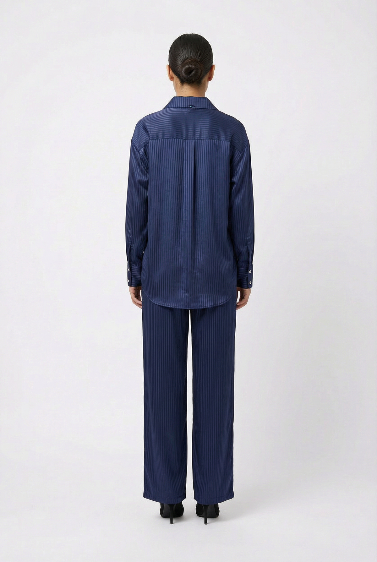 Satin Shadow Stripe Shirt & Pant Set