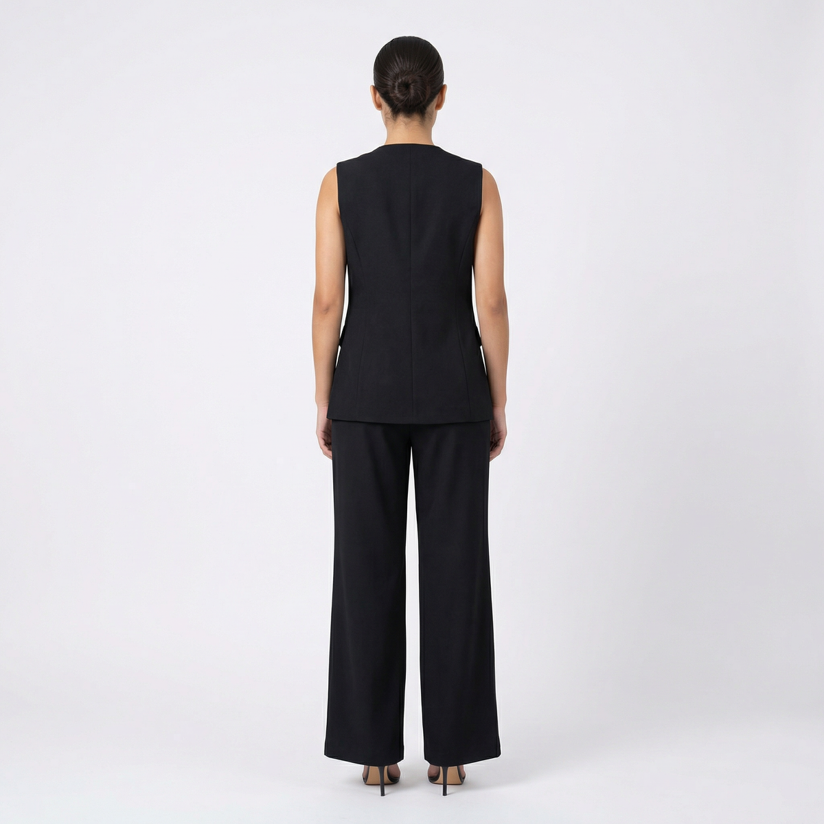 Asymmetric Wrap Vest & Wide-Leg Pant Set