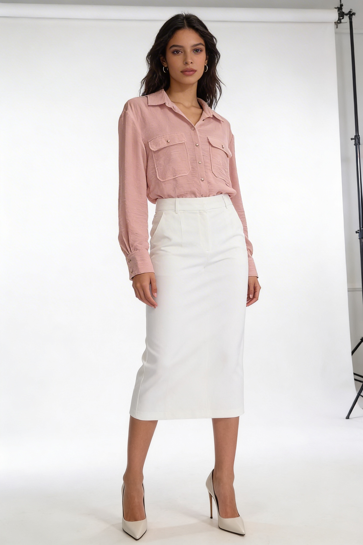 Textured Oversized Button-Down Shirt
