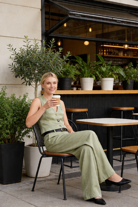 Tailored Silky Vest & Wide-Leg Trouser Set