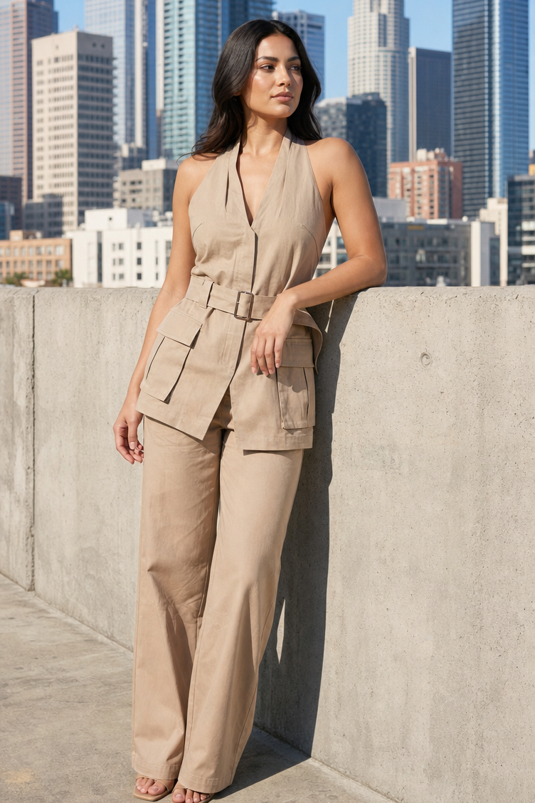 Belted Utility Halter & Trouser Set
