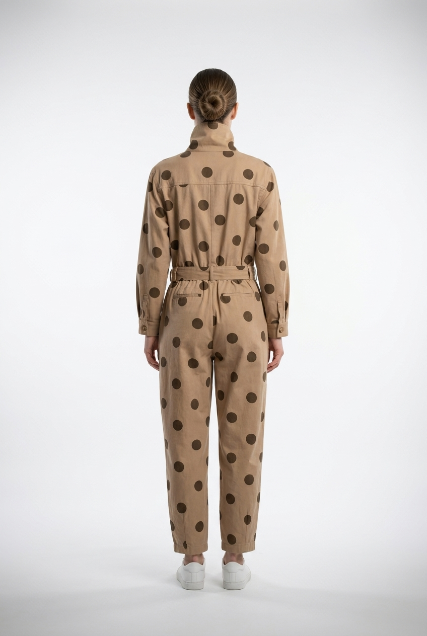 Belted Polka Dot Utility Jumpsuit