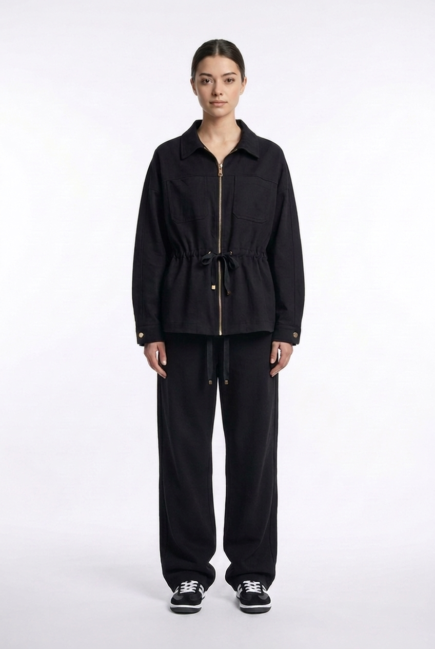 Cinched Waist Utility Jacket & Trouser Set