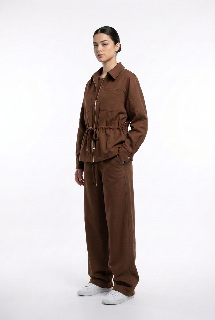 Cinched Waist Utility Jacket & Trouser Set