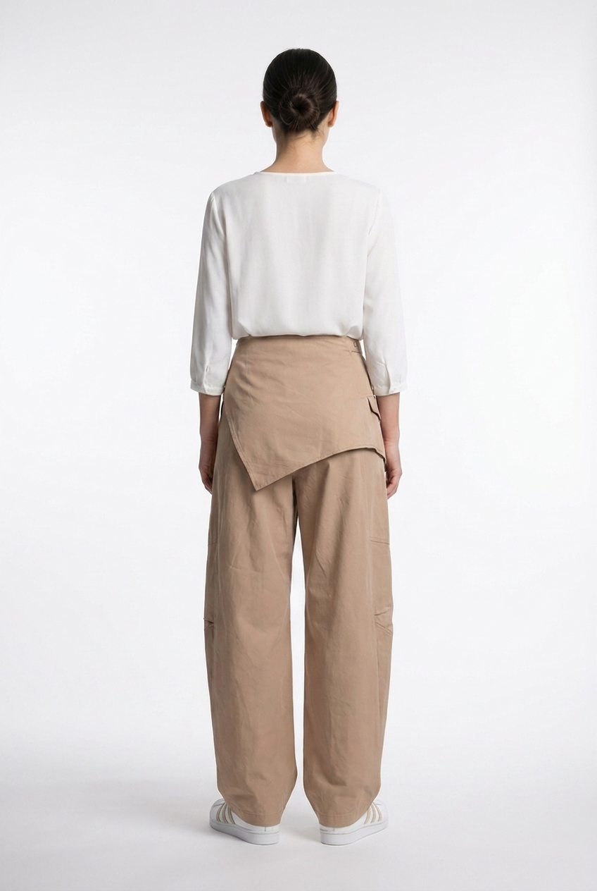 Asymmetrical Belted Utility Pants