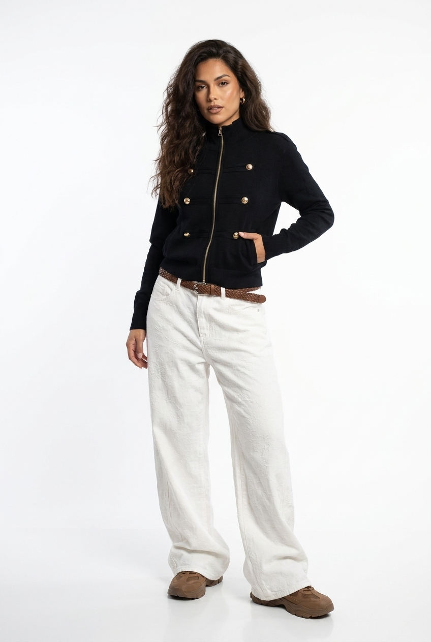Relaxed Tonal Jacquard Wide-Leg Pants