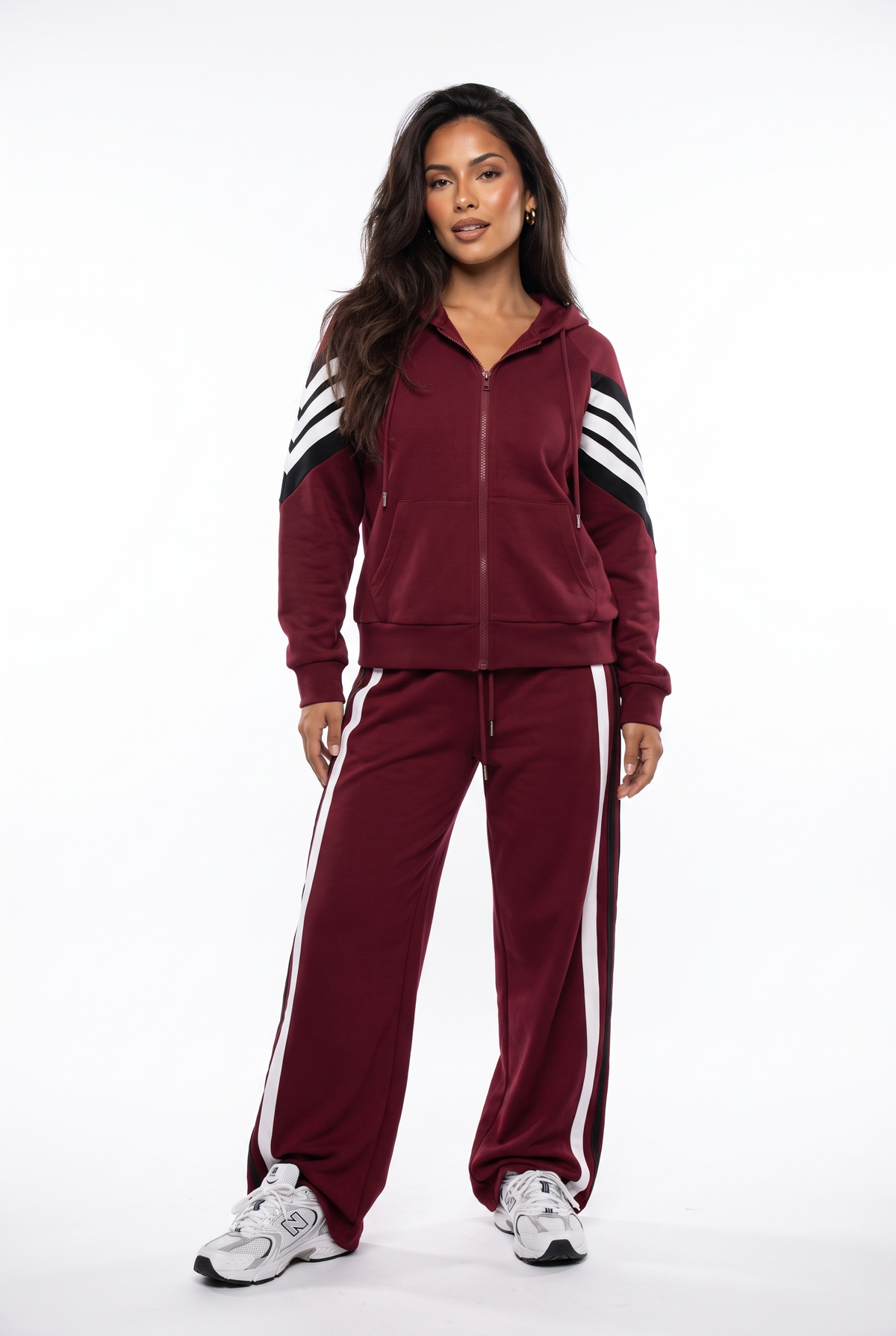 Chevron-Sleeve Zip-Up Track Set