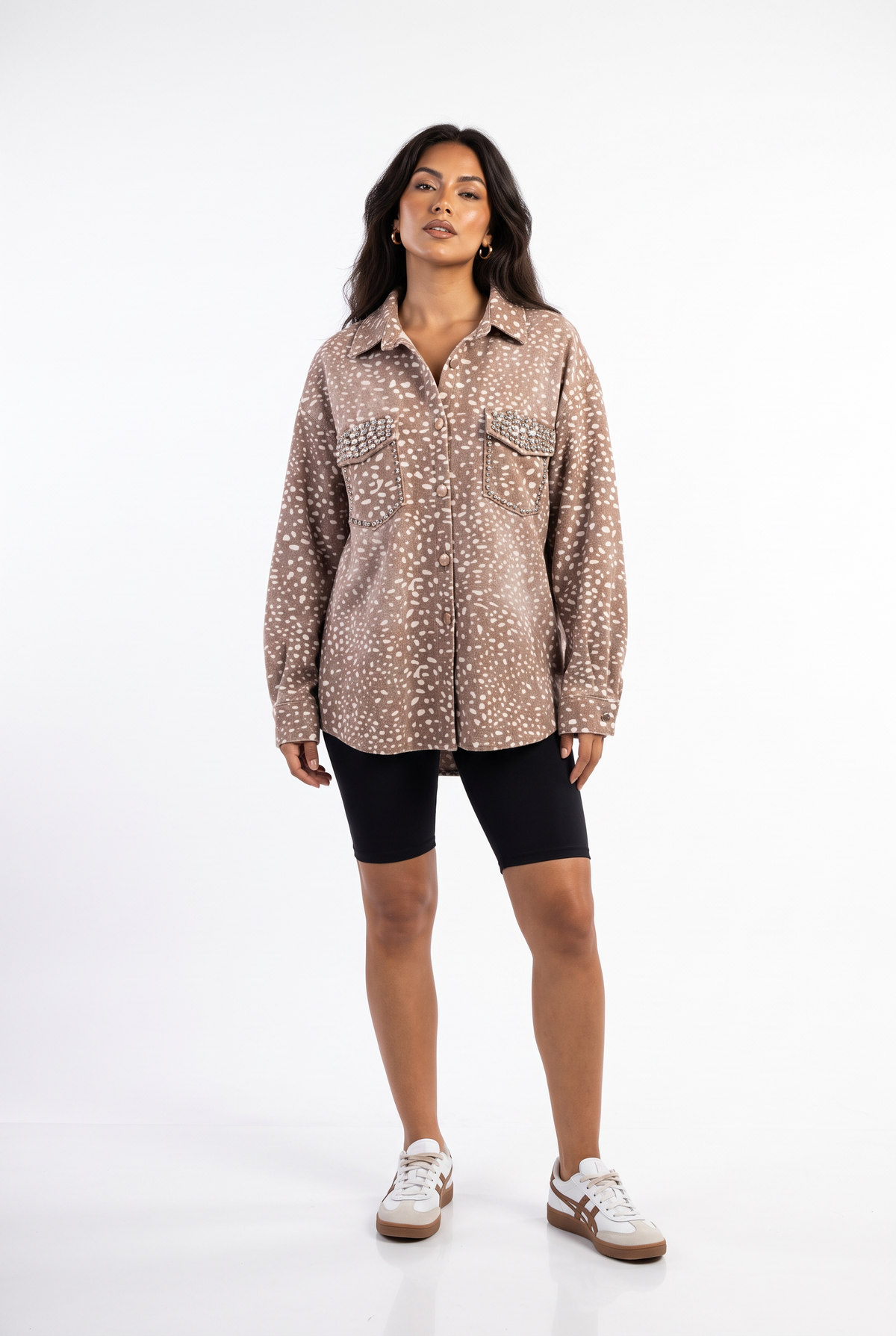 Embellished Bambi Print Oversized Shacket